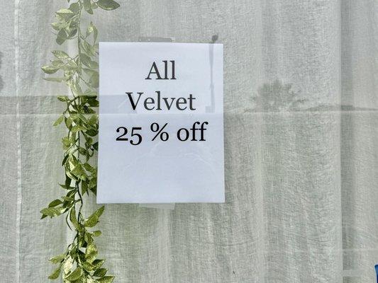 Velvet sale