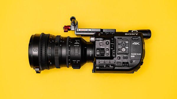 Overhead photograph of Sony FS5 Cinema Camera for use in Akullian Creative's film production.