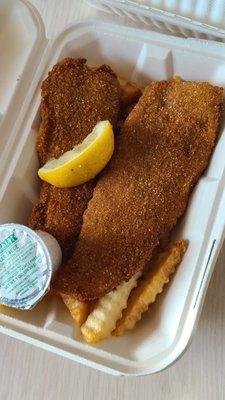 Fried Flounder and French Fries