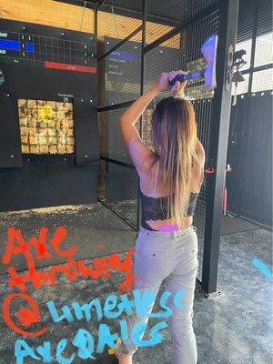 Axe throwing (at the zombie target). So much fun!