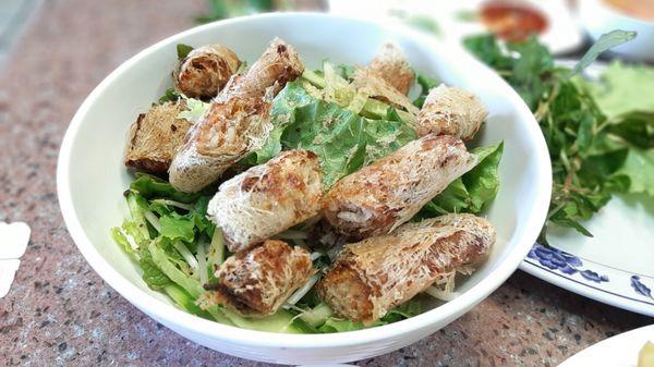 Egg roll vermicelli bowl,  but without the vermicelli and just more salad instead