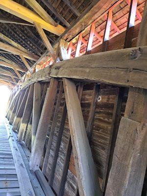 Inside the covered bridge