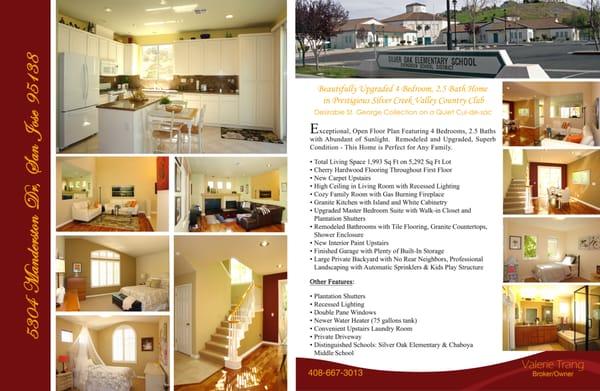 SOLD in 7 DAYS with Multiple Offers.  Asking $1,049,000 SOLD $1,120,000.  5304 Manderston Dr. Flyer part 2 of 2