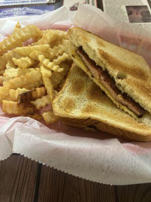 Fried Bologna Sandwich with mustard!