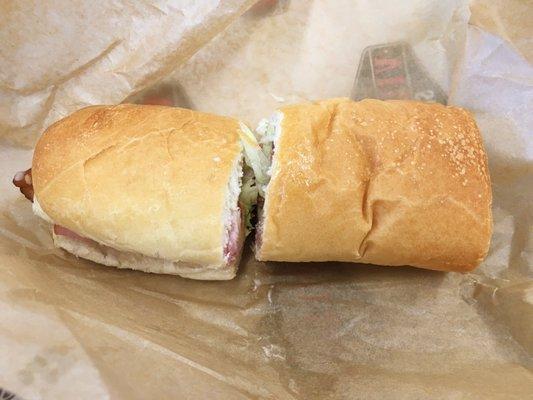 #4 Clubhouse Sub (half) - turkey, ham, bacon, american cheese, mayo, lettuce, tomato