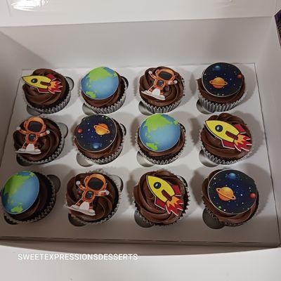 Custom Space Birthday Party Cupcakes