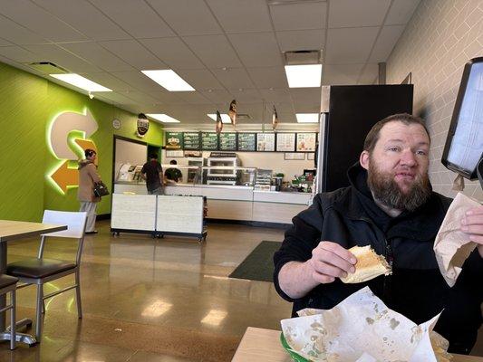 My hubby in the new space for Subway.