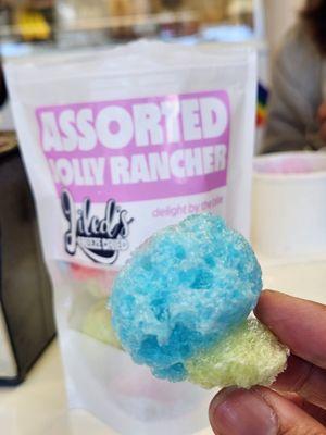 These sour jolly ranchers become glittery dust in your mouth