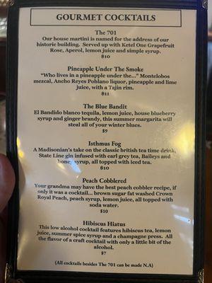 Drink menu