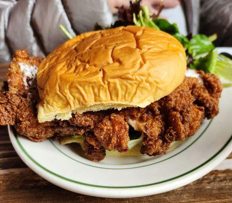 Brunch fried chicken sandwich