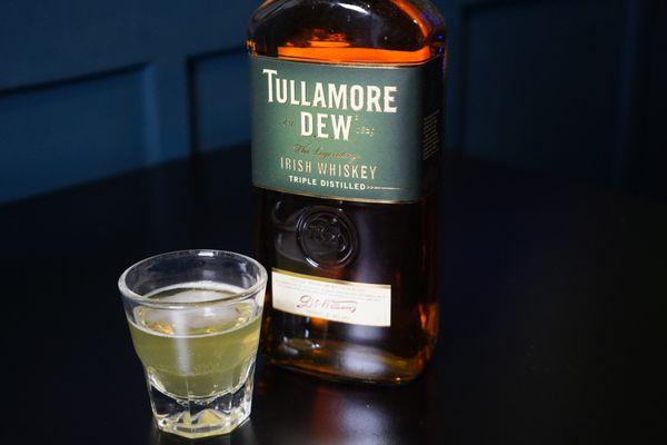 Shamrock Green Tea with Tullamore Dew Irish Whiskey, Peach Schnapps, Sweet n Sour, and Sprite.