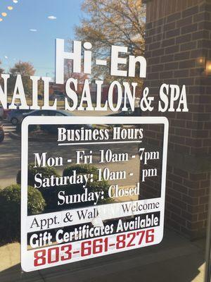 Salon hours