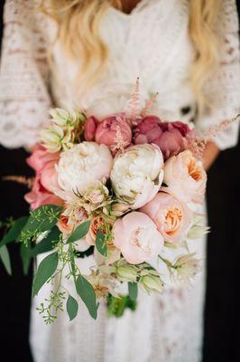 Peonies & Garden Roses Peach,Blush Pink & Coral colors