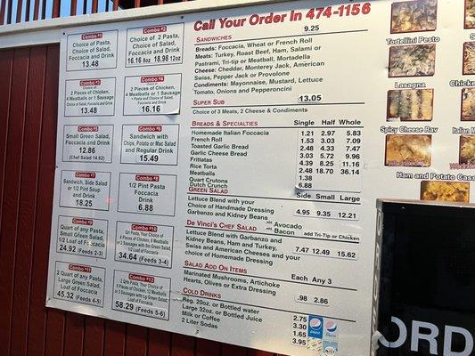 Drive thru menu