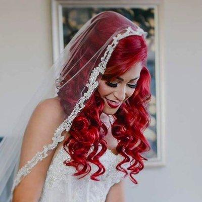 Beautiful bride with her extensions in for her big day!