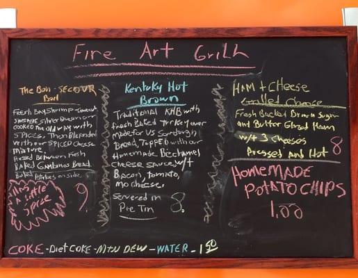 Fire Ant Grill 6/13/15 menu board