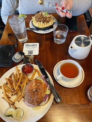 Creole Veggie Burger and Smoked Pork Mac & Cheese