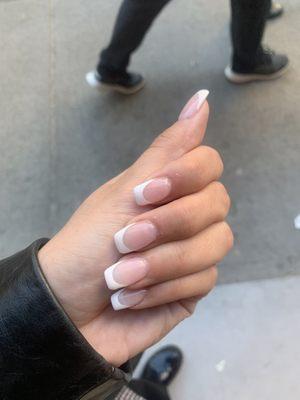 French extension manicure with dip powder