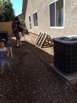 The Sparkle owner showing his tea age son how to clean pool filters! This guy is clueless!