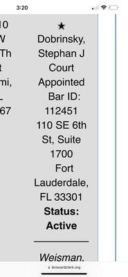 Remember that Name.  Attorney Dobrinsky is an excellent Defense attorney and more than that, just a fantastic human being.