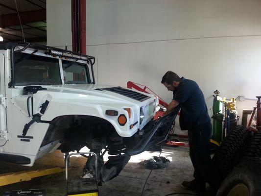 Darrell, the owner, is the go to mechanic when it comes to Hummers.