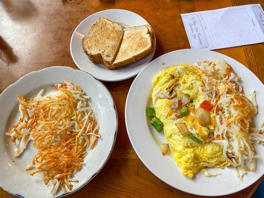 Veggie Omelette with side of hash