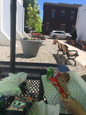 Eating in a fun little alley garden