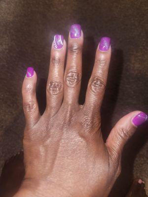 Julie cut UP on nails today. Pays attention to detail and showed me how to elevate my nail color choice with the cateye and accent nail.