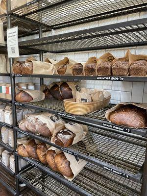 Bread loaves for sale at The Mill -- 12:20pm on a Monday holiday