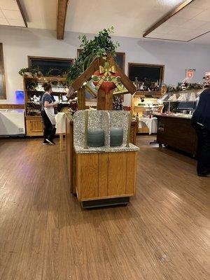 Salad bar and Christmas decor