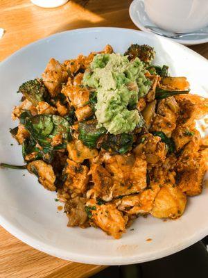 Balance Bowl with Chicken - brown rice, egg whites, zucchini, mushroom, spinach and guacamole