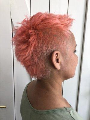 Electric coral!! Cut/color by Amanda