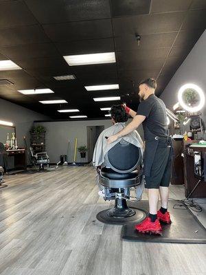 Boyfriend getting his hair cut by Daniel!