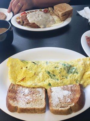 Greek Omelet-Fried Steak Breakfasts