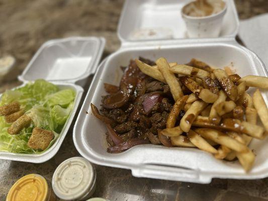 Beef Stir-Fry -Lomo Saltado- with Caesar Salad instead of White Rice