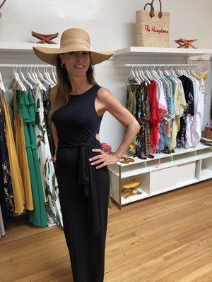 Beautiful Dina is rocking our black dress with open  back. Come visit us again soon!