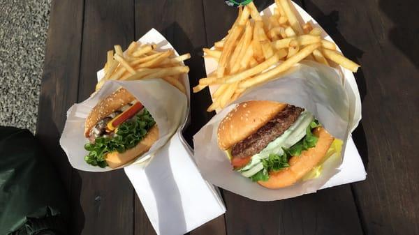 Tasted very delicious and fresh. Single patty burger with fries. About $15 total (includes 2 sodas not pictured)