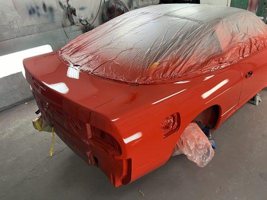 the paint and clear coat laid on the car