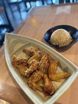 Garlic chicken and fried rice