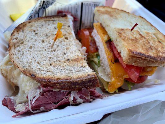 Reuben and turkey/avocado/crispy bacon: DELICIOUS