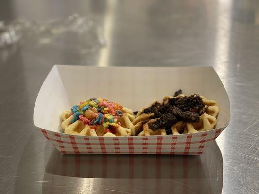 Fruity Pebble and Oreo Croffles