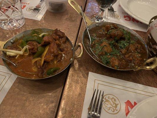 Ginger lamb and chicken Manchurian