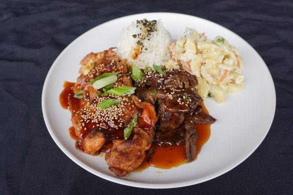 Kalei's Plate -- Huli Huli Chicken & Beef Teriyaki