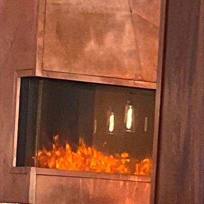 Fire place near bar... beautiful