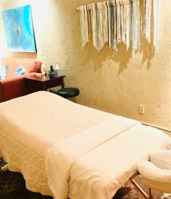 Shannon Hopkins, office interior for shamanic journey and massage therapy and intuitive healing in Walnut Creek, CA and East Bay.