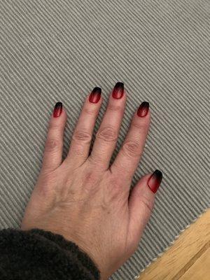 And nails with red and black ombré