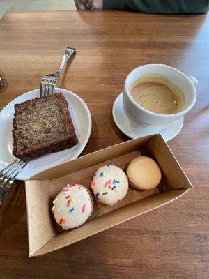 Macarons, banana bread, and espresso