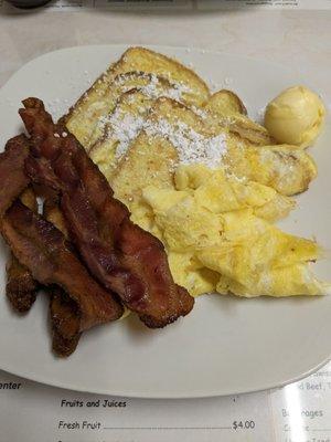 Breakfast special with scrambled eggs and french toast $13.