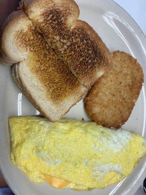 Veggie omelet w/ toast and hash