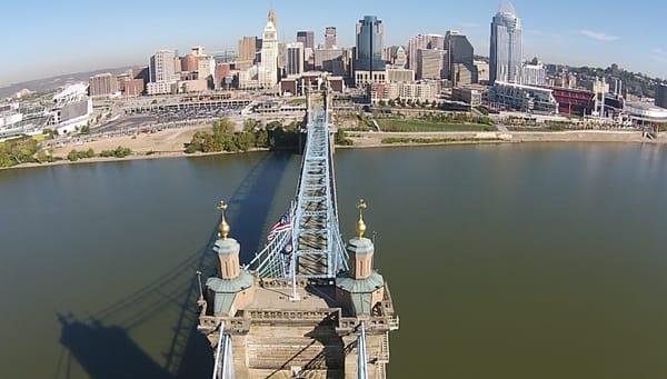 Cincinnati from the Roebling Suspension Briedg